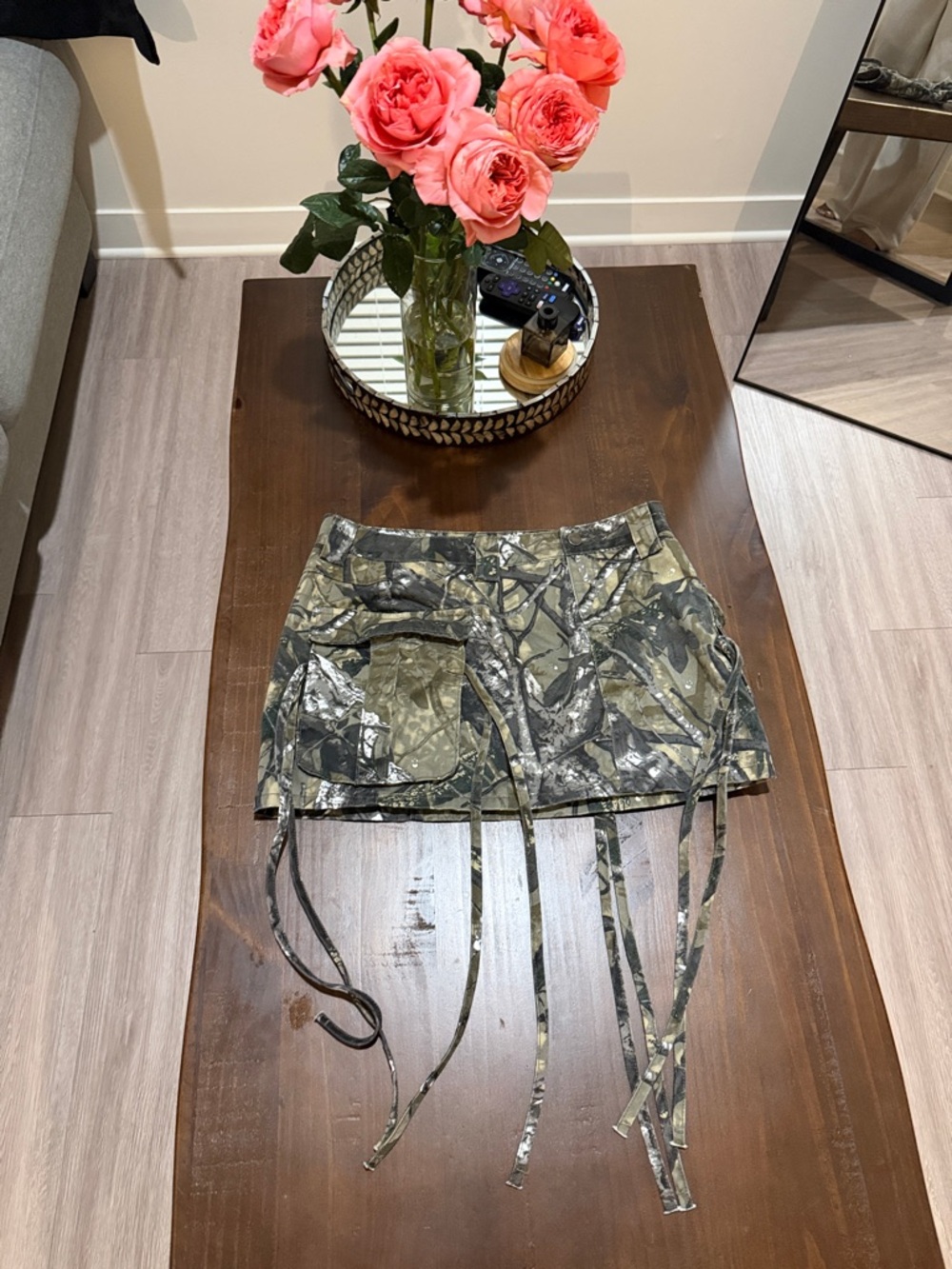 Fashion Nova Camo Utility Mini Shorts with Straps